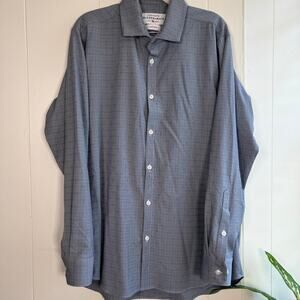 Mizzen & Main Gray Checkered Long Sleeve Button Down XL Trim Fit Mens